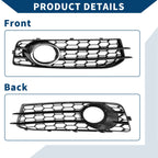 1 Pair Front Fog Light Grill for Audi A3 (2009–2012) No. 8P0807682K/8P0807681AF
