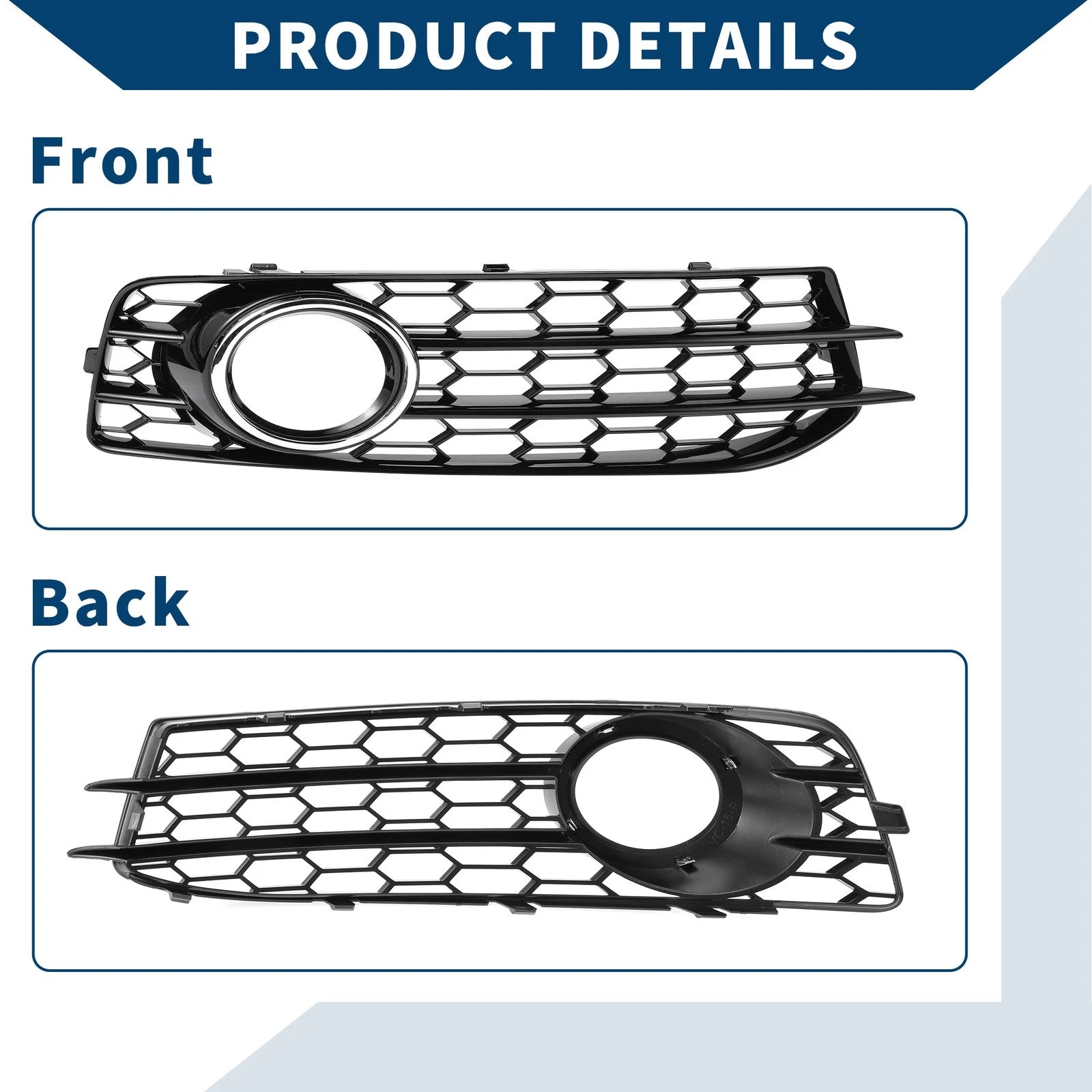 1 Pair Front Fog Light Grill for Audi A3 (2009–2012) No. 8P0807682K/8P0807681AF