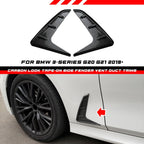 2X Carbon Look Side Fender Vent Duct Trim for BMW 3-Series G20 G21 (2019–Present)