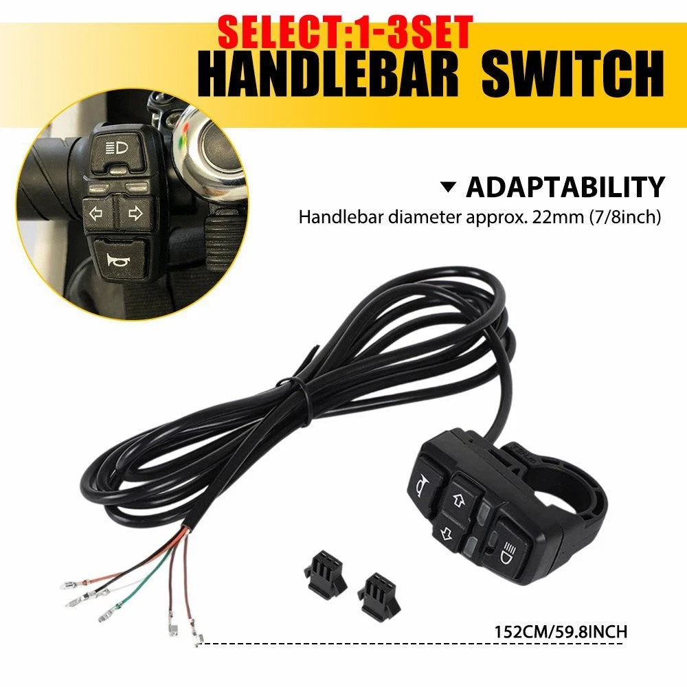 Handlebar Headlight Turn Signal Horn Switch for Motorcycle Scooter (1-3X)