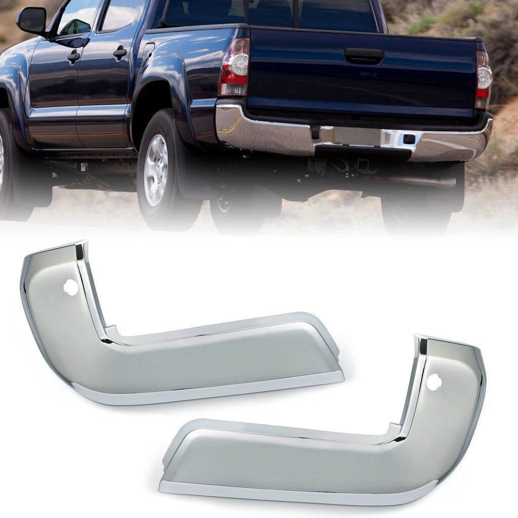 Set of 2 Chrome Rear Bumper End Caps for Toyota Tacoma (2016–2023)