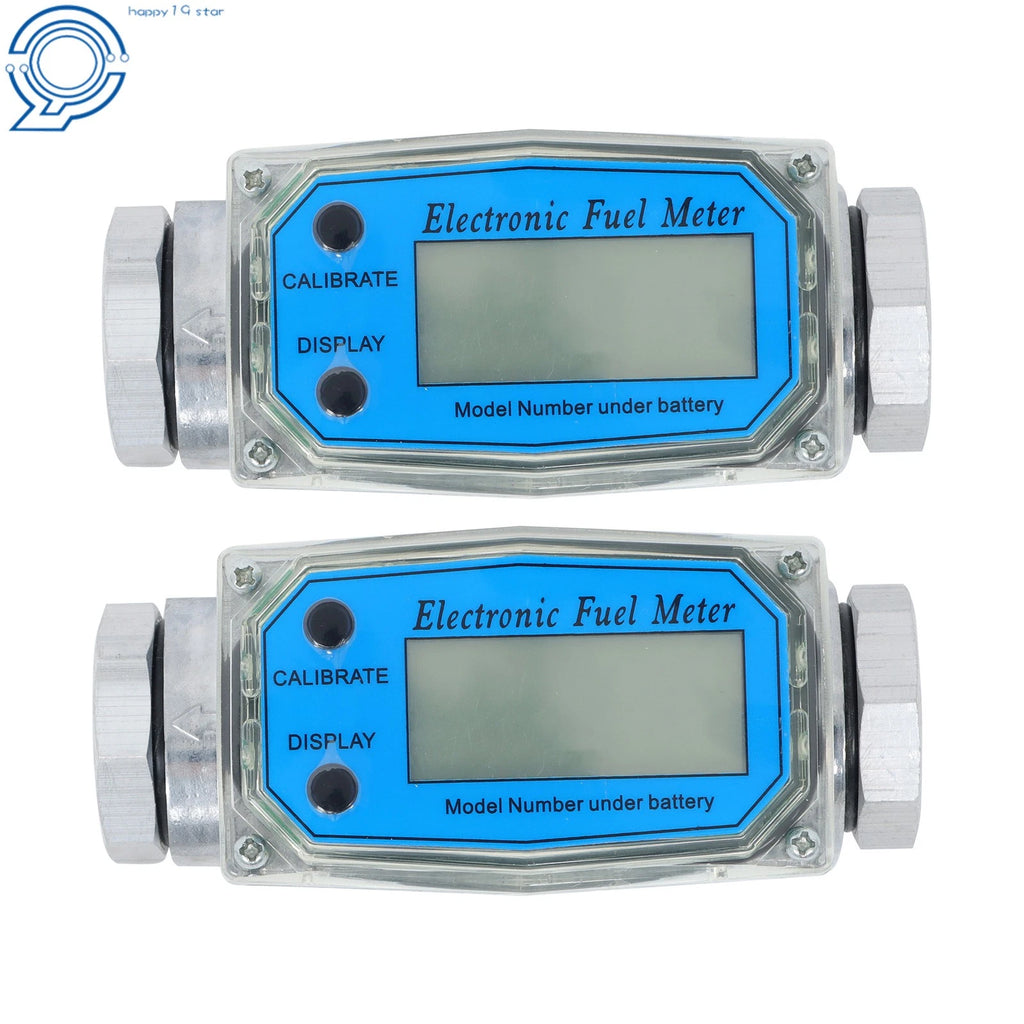2X Digital Turbine Flow Meter 1" for Liquid (2.6-26 GPM)