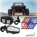 UTV Rear View Side Mirrors with LED Spot Light for Polaris RZR (2008–2021)
