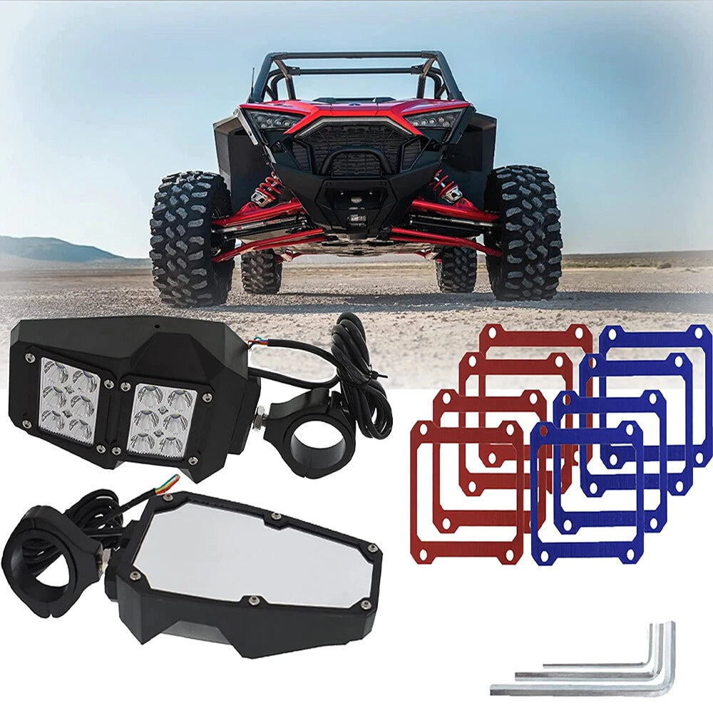 UTV Rear View Side Mirrors with LED Spot Light for Polaris RZR (2008–2021)