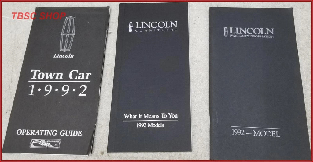 Owners Manual for Lincoln Town Car (1992)