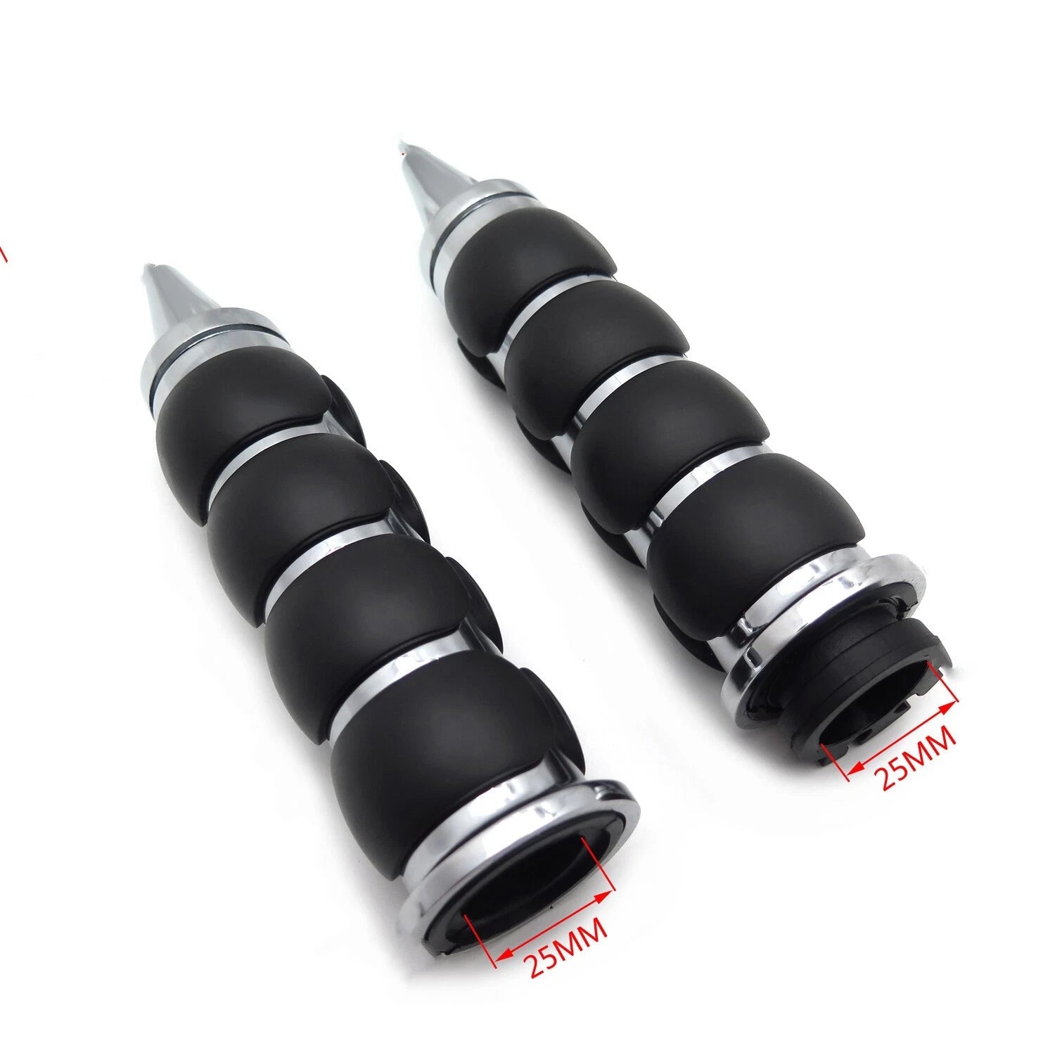 1" Rubber Handlebar Grip for Harley Touring Chopper Bobber Sportster Chrome