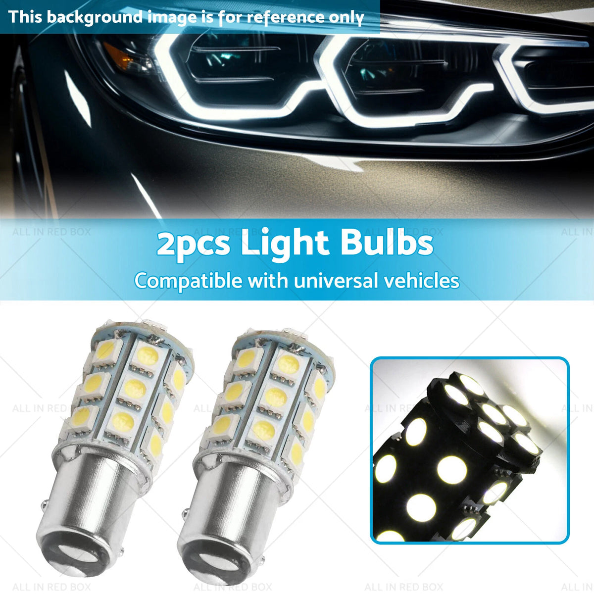 2X 12V BA15D LED White 27 SMD 5050 for Caravan Car Auto Indicator