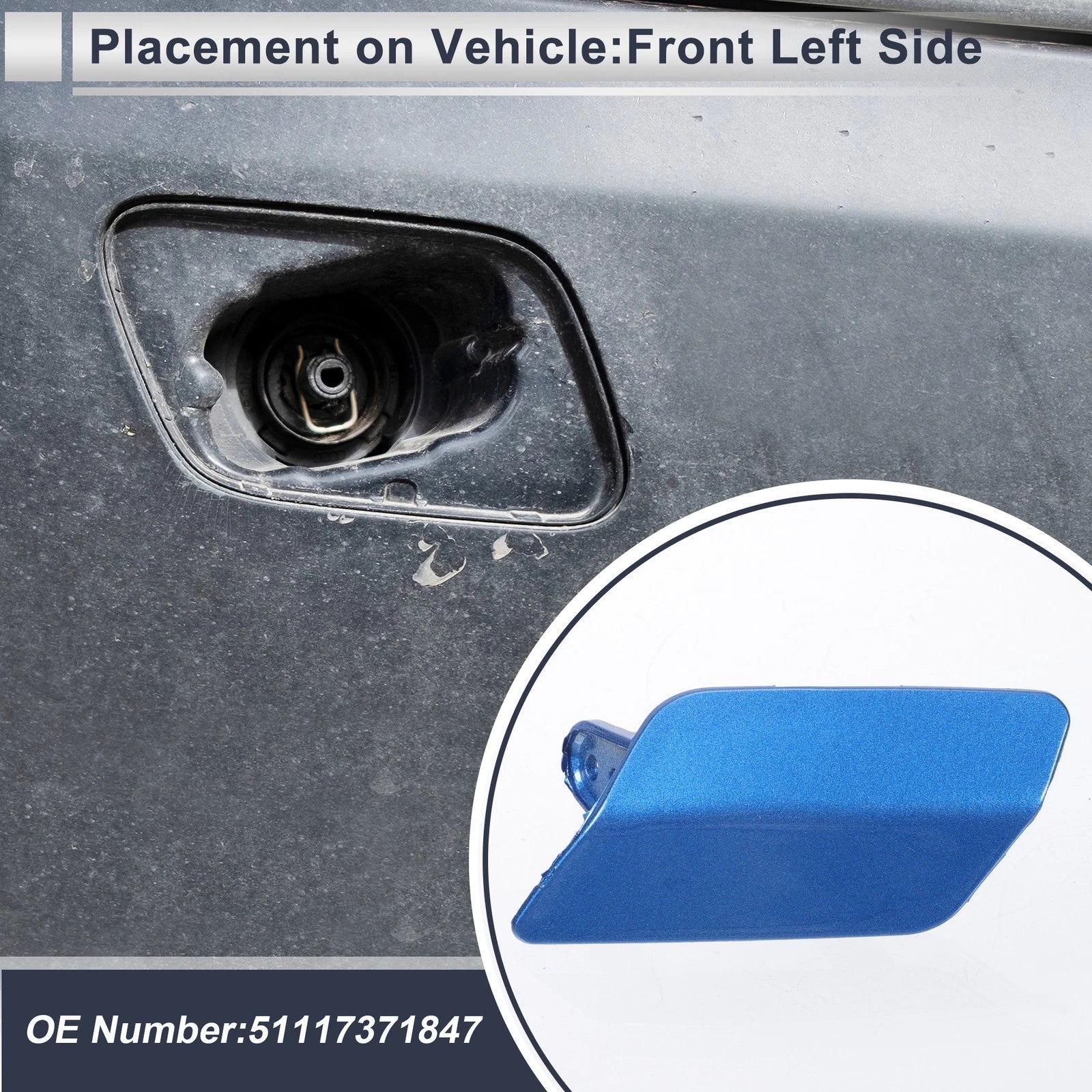 Front Left Headlight Washer Nozzle Cover Cap for BMW 3 Series 
