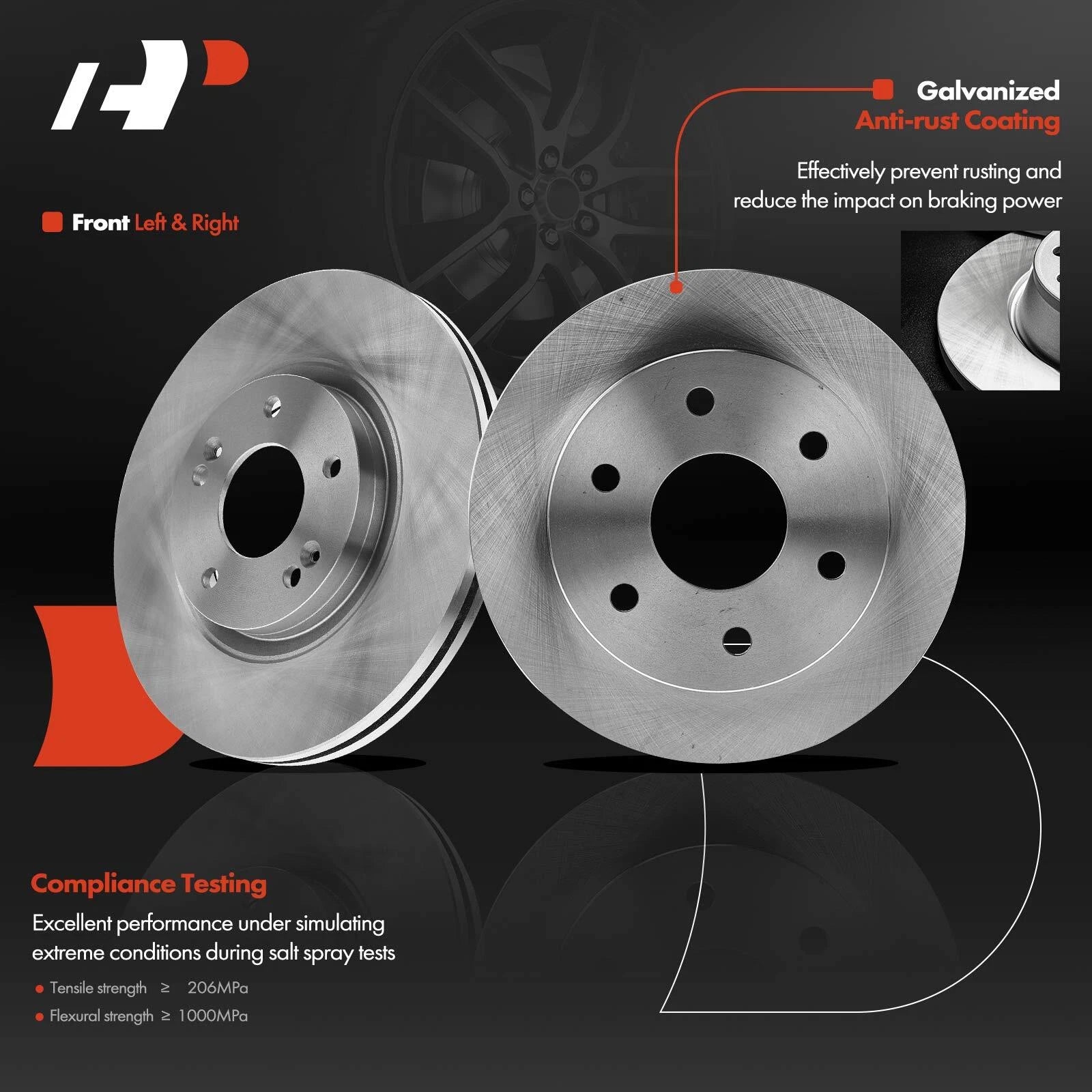 Front Disc Rotors & Ceramic Pads for Hyundai Santa Fe (2010-2012)