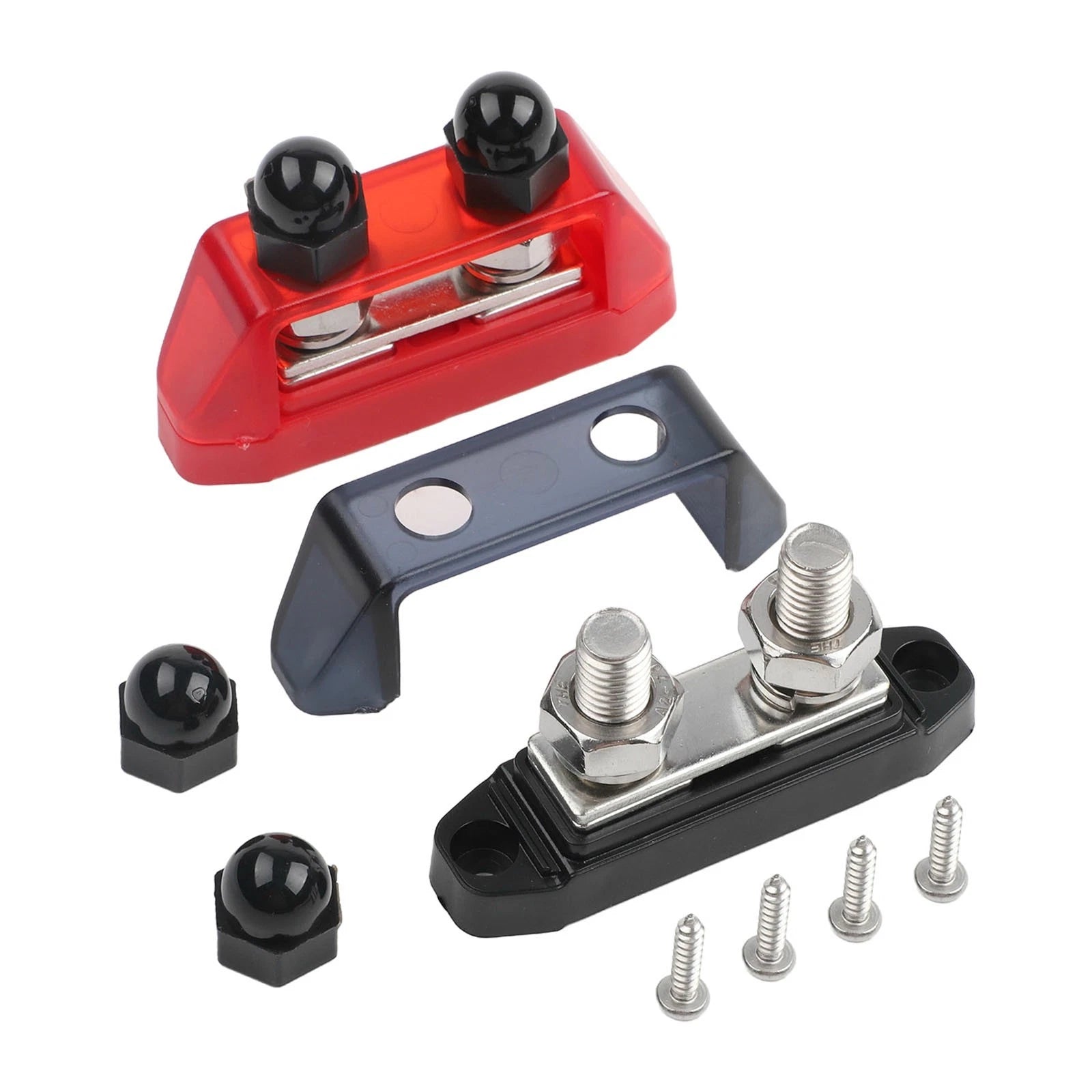 Set of 2 Dual Stud Bus Bar 48V DC Power Distribution Block for Solar Systems