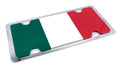 Italian Metal Vanity License Plate Tag 3D Flag Stainless Steel for Italy