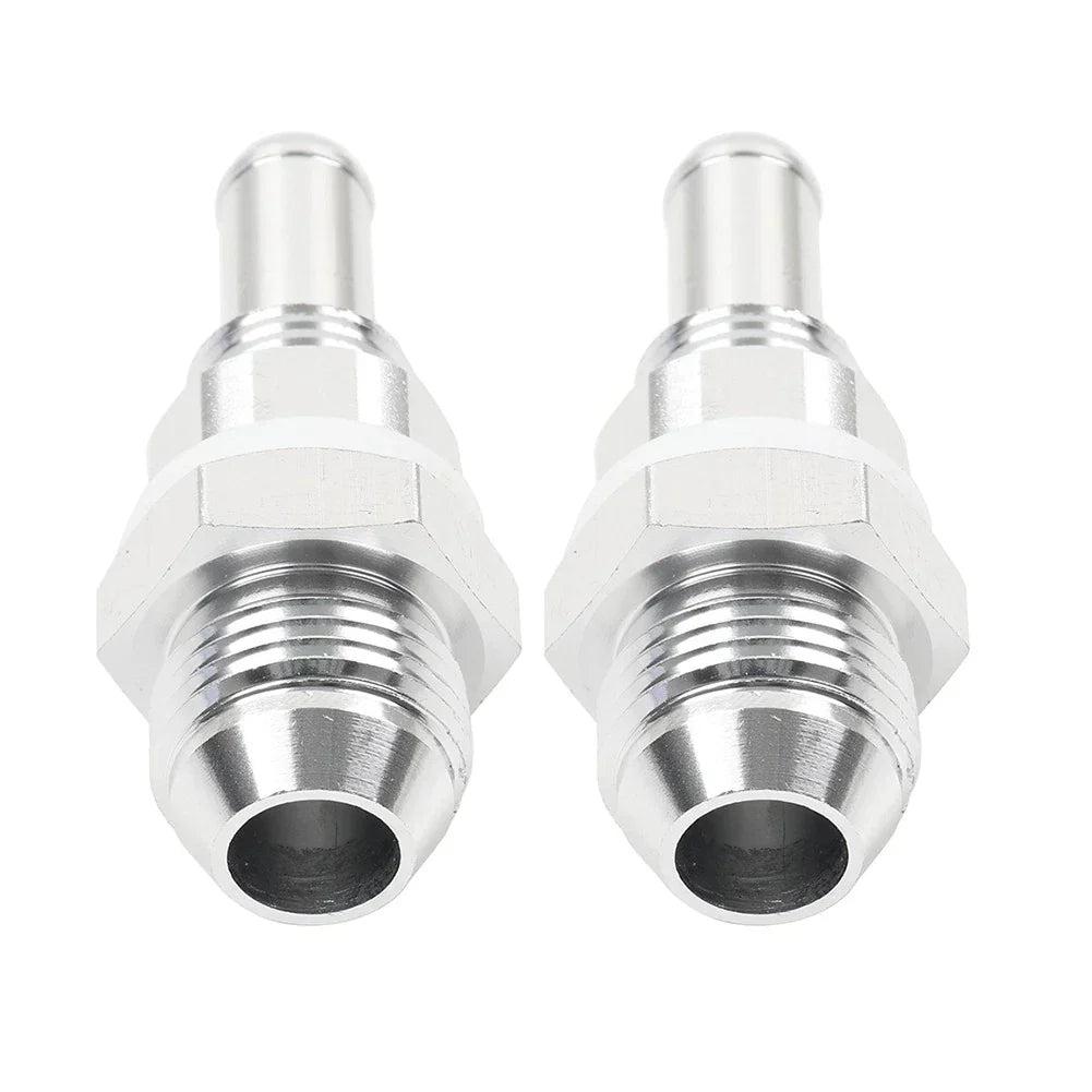 8AN Male Flare Bulkhead to 3/8" Hose Barb Fuel Tank Fittings (Universal) 2 Pcs