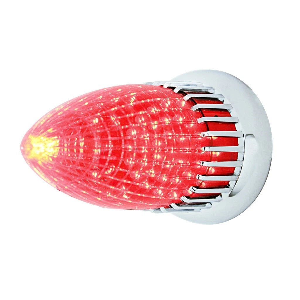 Set Chrome Flush Mount LED Tail Lights Red Lens for Cadillac (1959)
