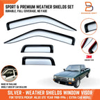 4 x Silver Visor Rain Guard Weather Shield for Toyota Hilux Ute (88-96)