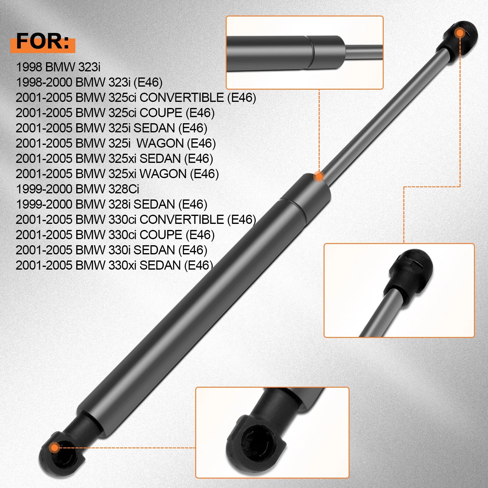2X Front Hood Lift Supports for BMW E46 3 Series (1998–2006)