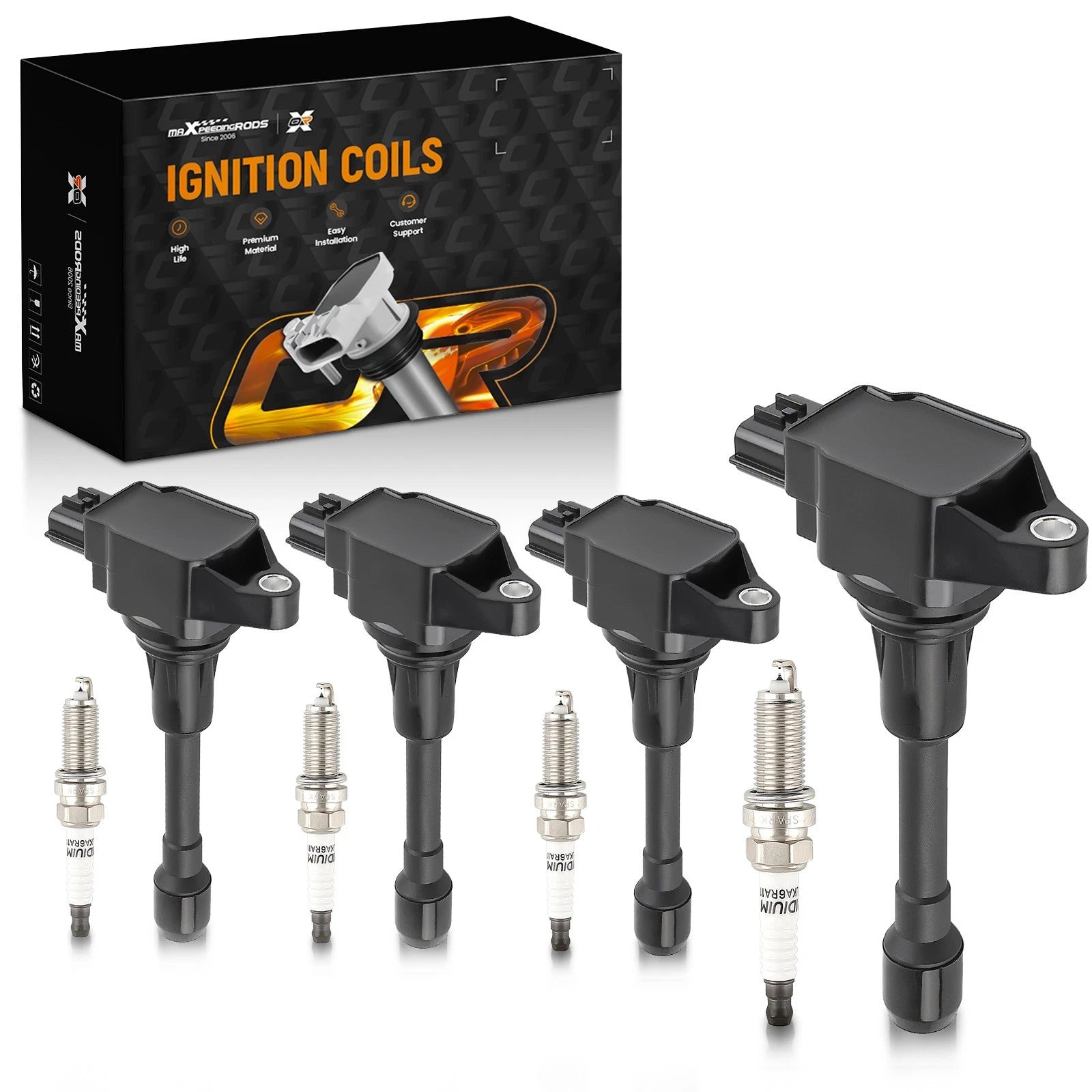 Ignition Coil and Spark Plug Kit for Nissan Sentra Tiida Urvan Versa X-Trail (2000–2018)