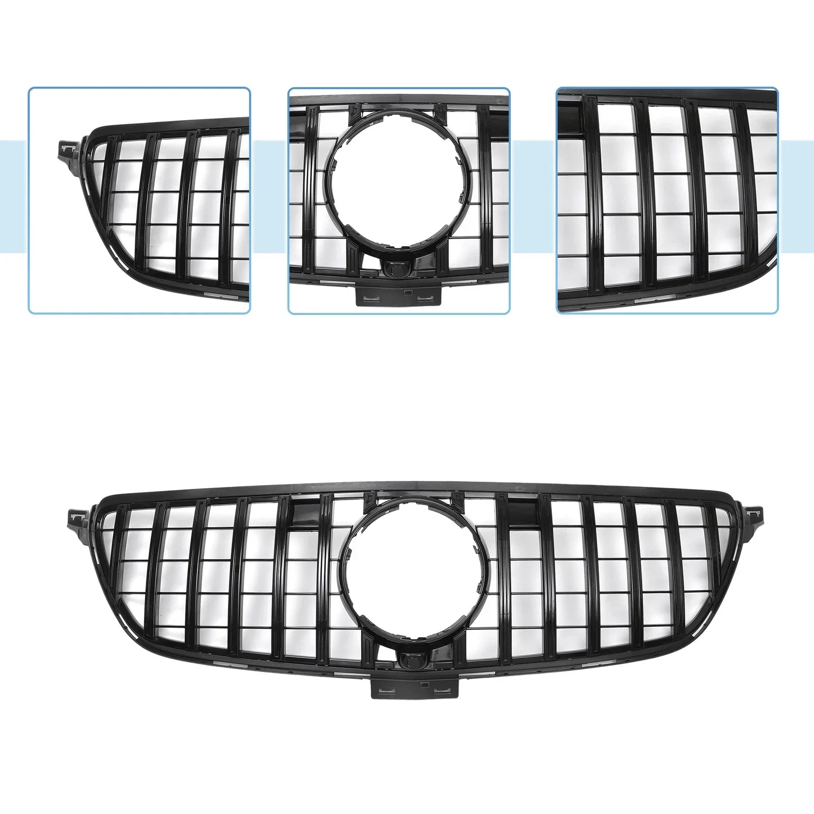 Front Upper Bumper Grille for Mercedes-Benz GLE 2015-2019 Black Grills