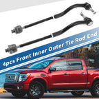 Set of 4 Front Inner Outer Tie Rod End Links for Nissan Maxima (No. ES800357/ES800358)