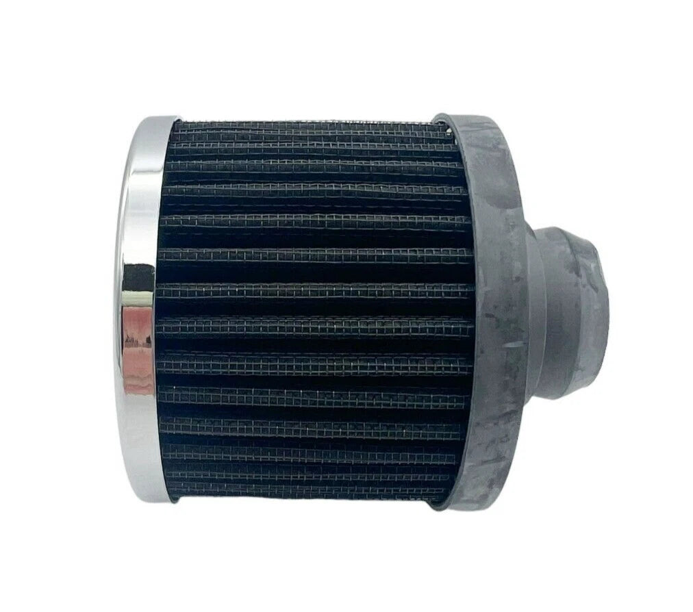 Chrome Valve Cover Breather Push-In for 1-1/4 in Hole (Black Filter)