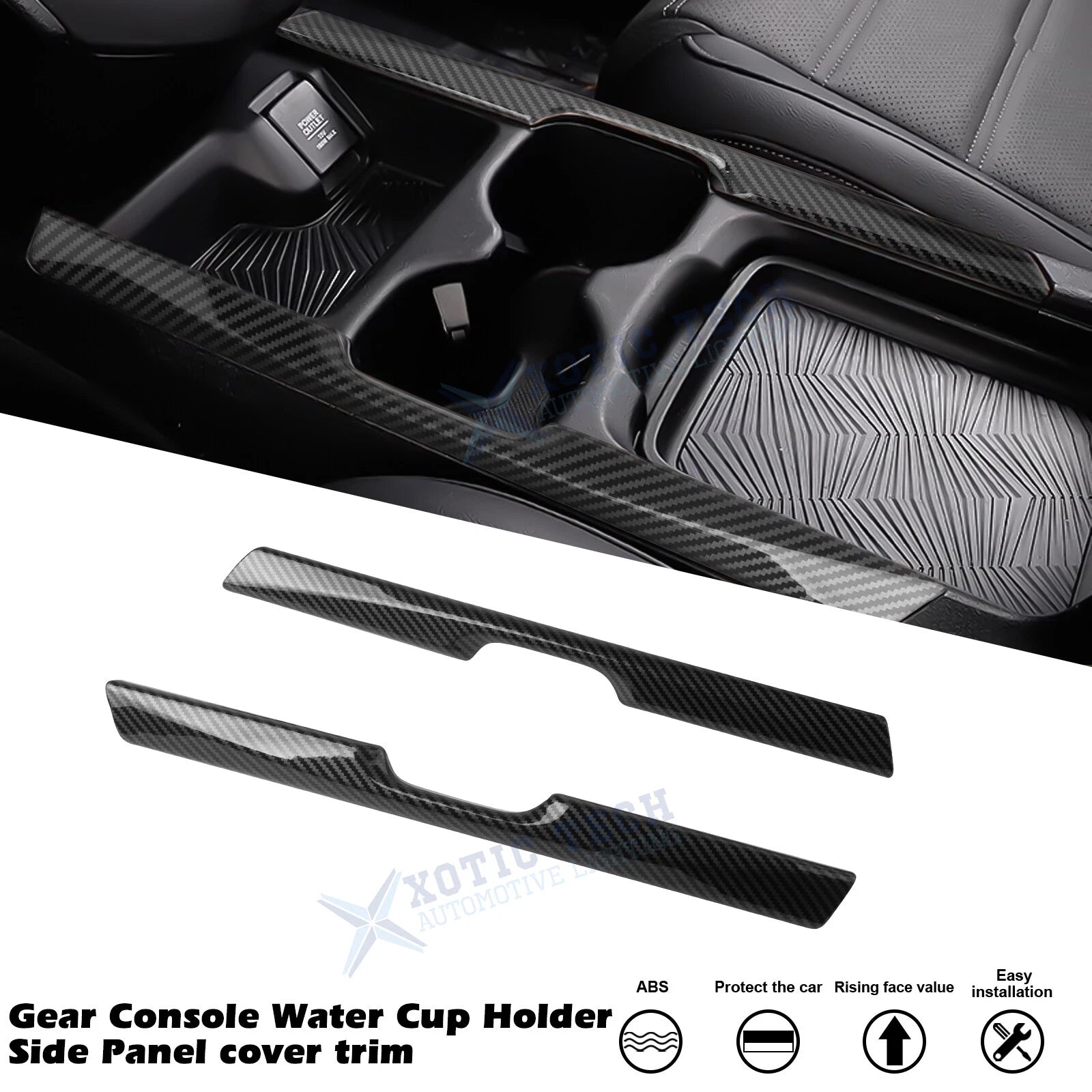 Carbon Fiber Center Console Cup Holder Panel Cover for Honda CR-V (2017–2020)