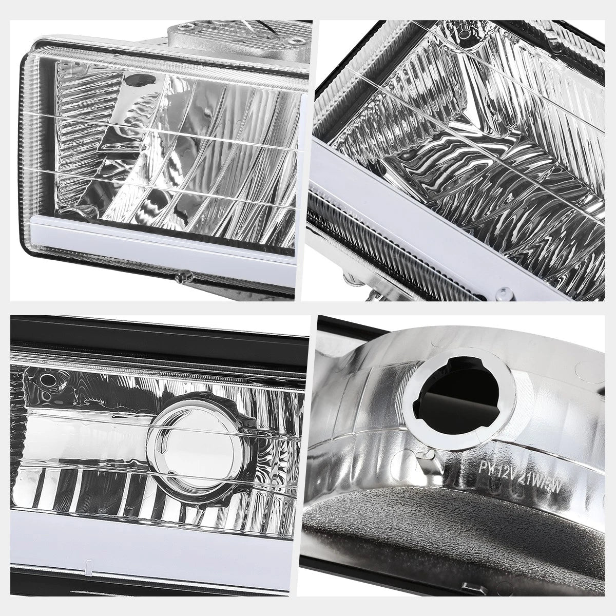 F-Shape LED DRL Headlights for Chevy GMC C/K Suburban Tahoe Yukon (1988–2002)