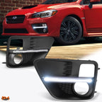 Clear Front Bumper LED DRL Strip Fog Light Bezel for Subaru WRX/STI (2015–2017)