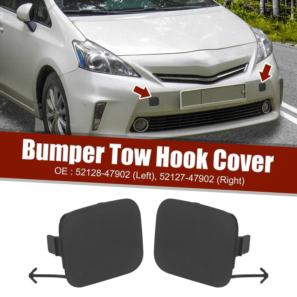 Pair Front Bumper Tow Hook Covers 52128-47902, 52127-47902 for Toyota Prius V (2012)