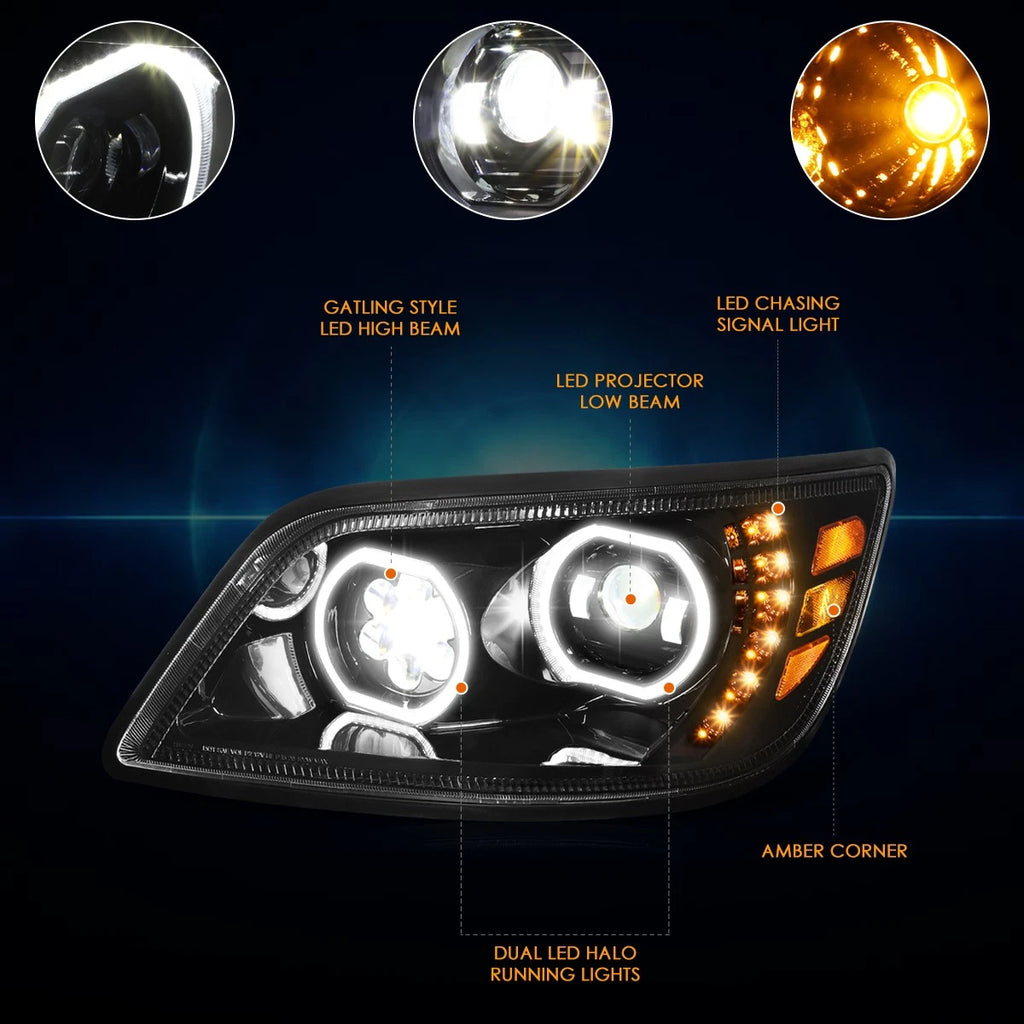 Full LED Sequential Turn Signal Projector Headlights for Hino 185 165 145 (2006–2010)