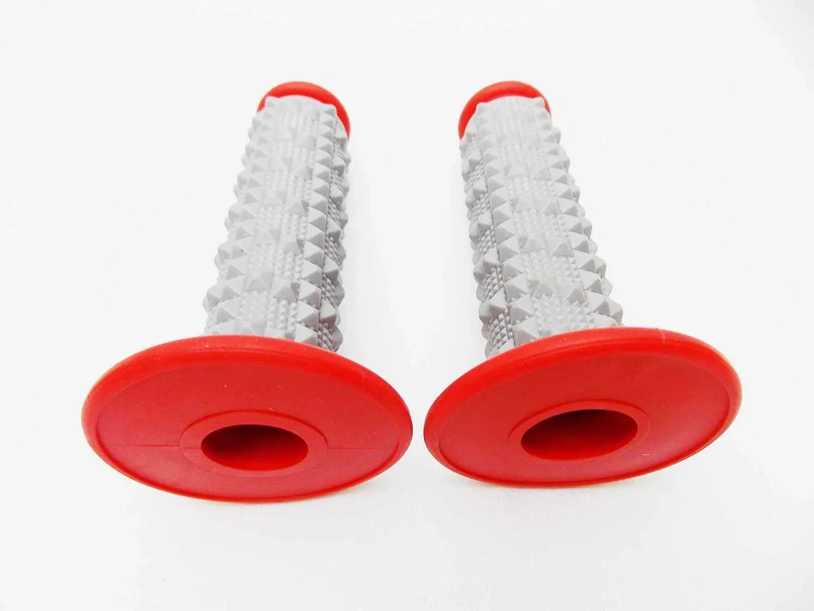 Red Grey Diamond Top Handlebar Grip Set for Suzuki MX Enduro Trail