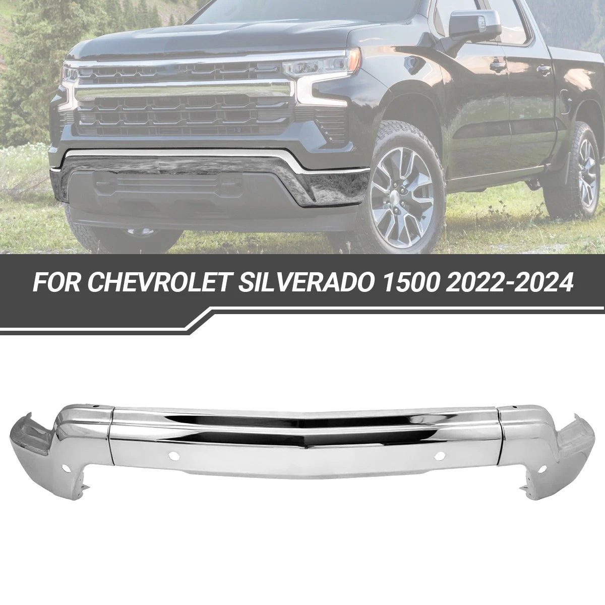 Chrome Front Bumper Face Bar for Silverado 1500 (2022–2024)