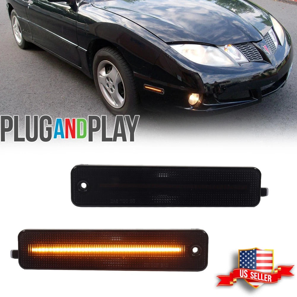 2X Smoked Lens Amber LED Front Side Marker Lights for Pontiac Sunfire (2000–2005)