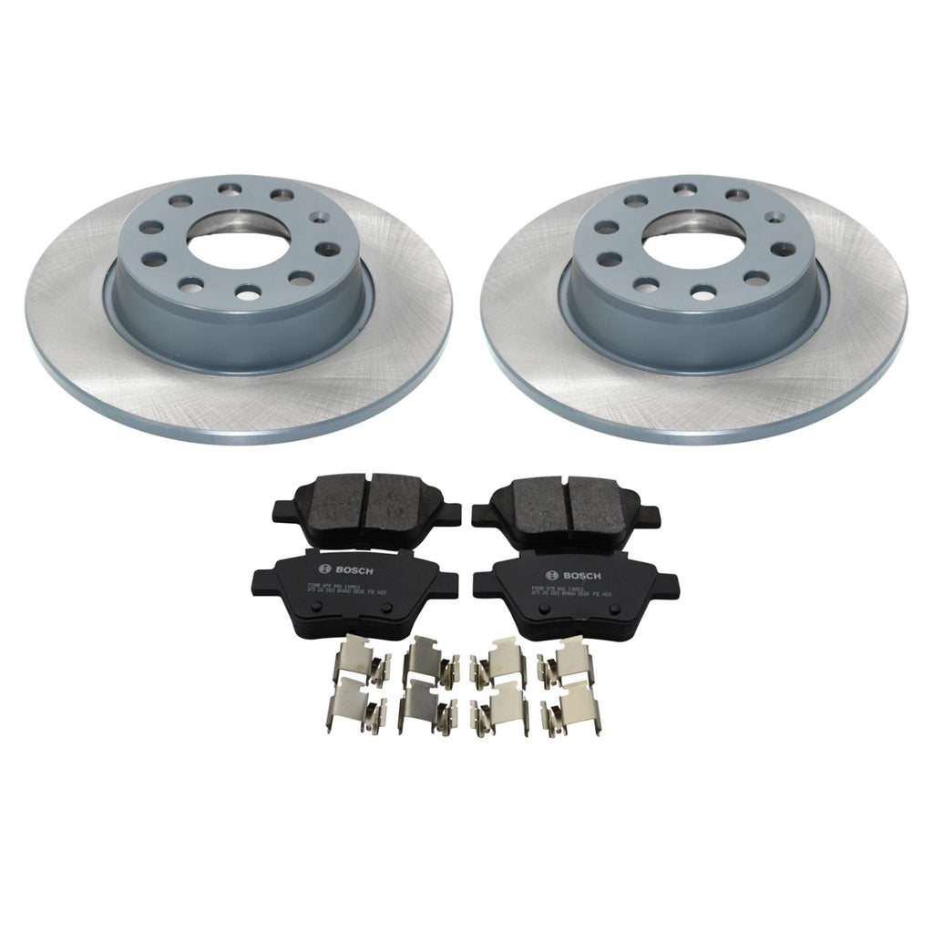 Set of 2 DuraGo Rear Rotors & Bosch QuietCast Pads for Beetle Golf