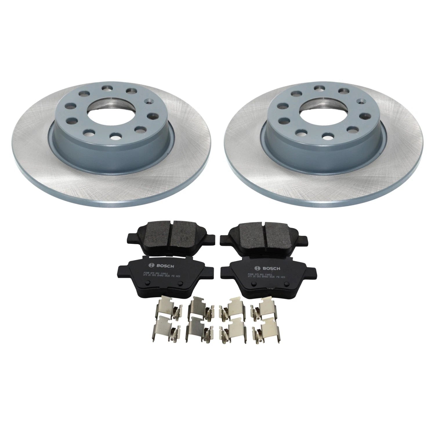 Set of 2 DuraGo Rear Rotors & Bosch QuietCast Pads for Beetle Golf
