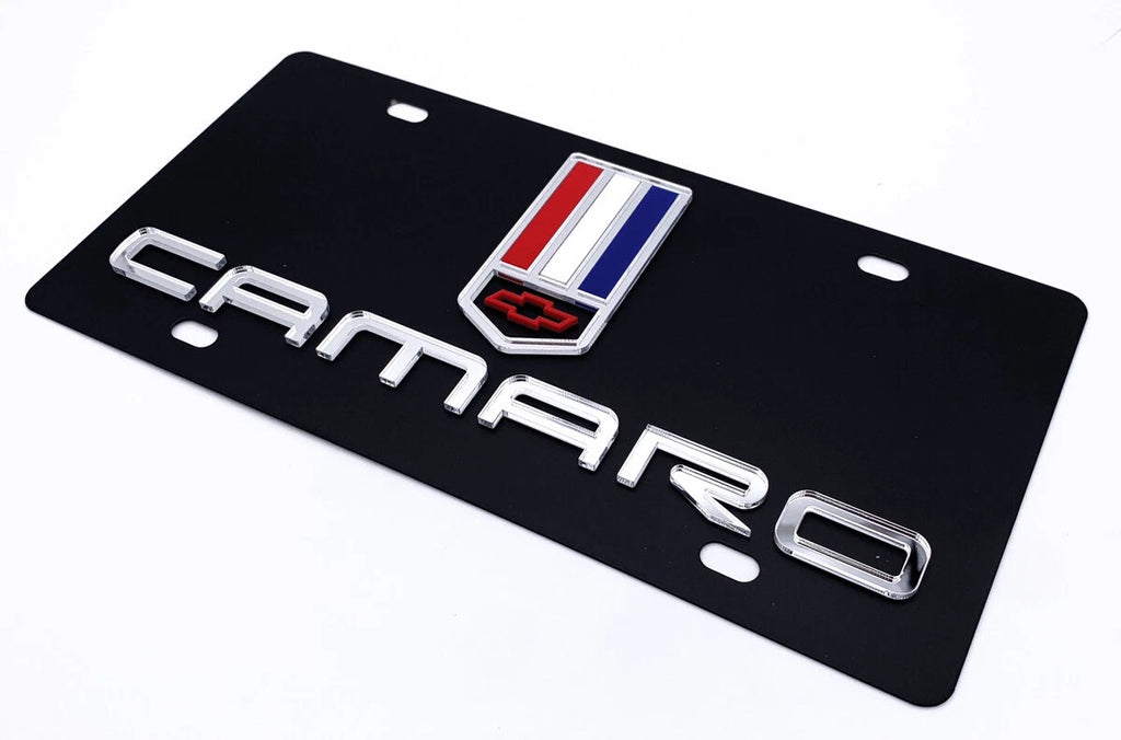 Emblem License Plate 3D Script Full Black for Chevrolet Camaro (2010–2015)