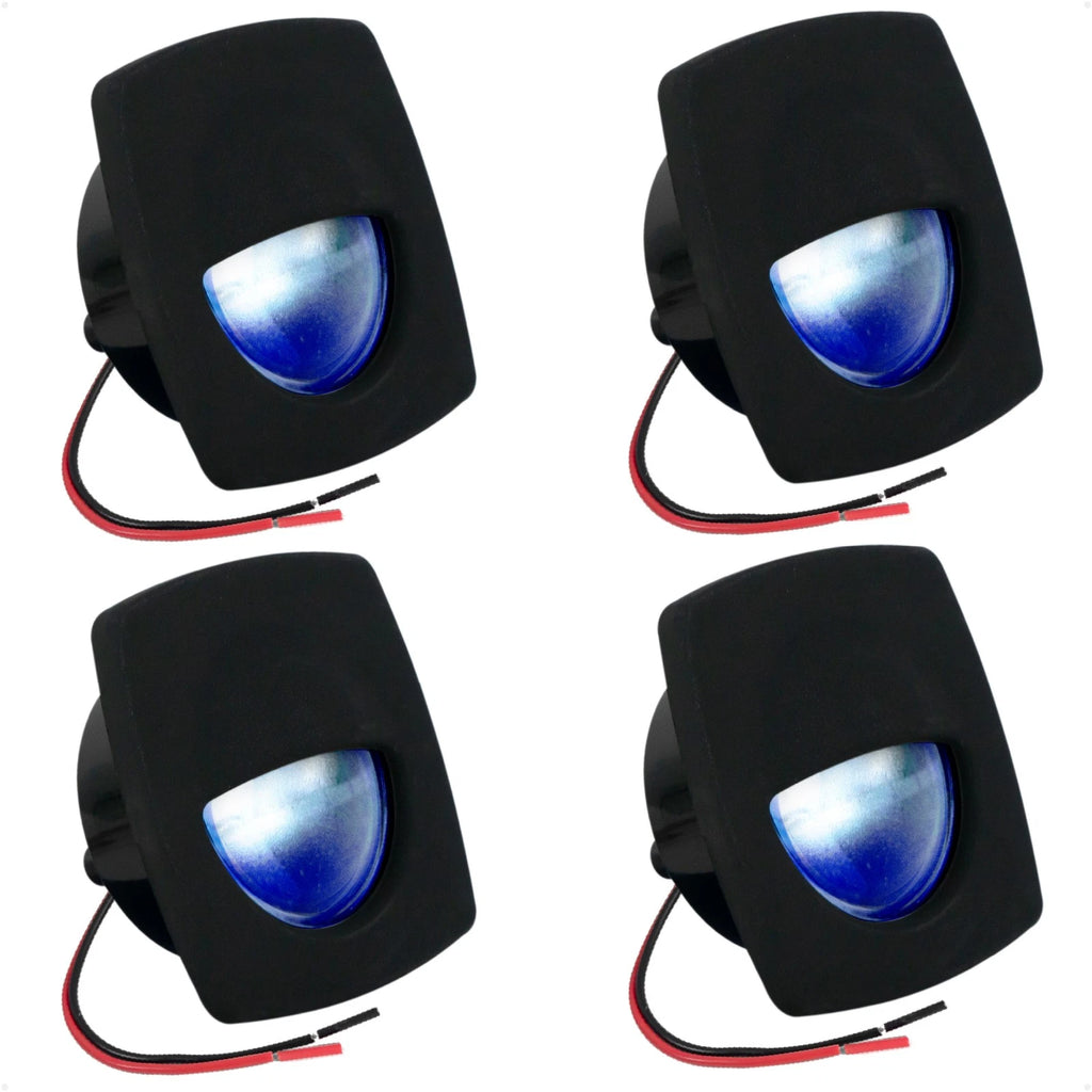 Set of 4 LED Companion Way Lights for Marine Boats (Square, Blue)