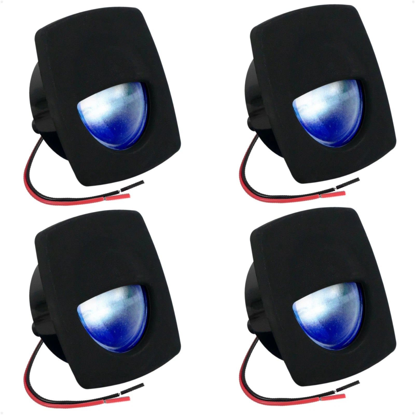 Set of 4 LED Companion Way Lights for Marine Boats (Square, Blue)
