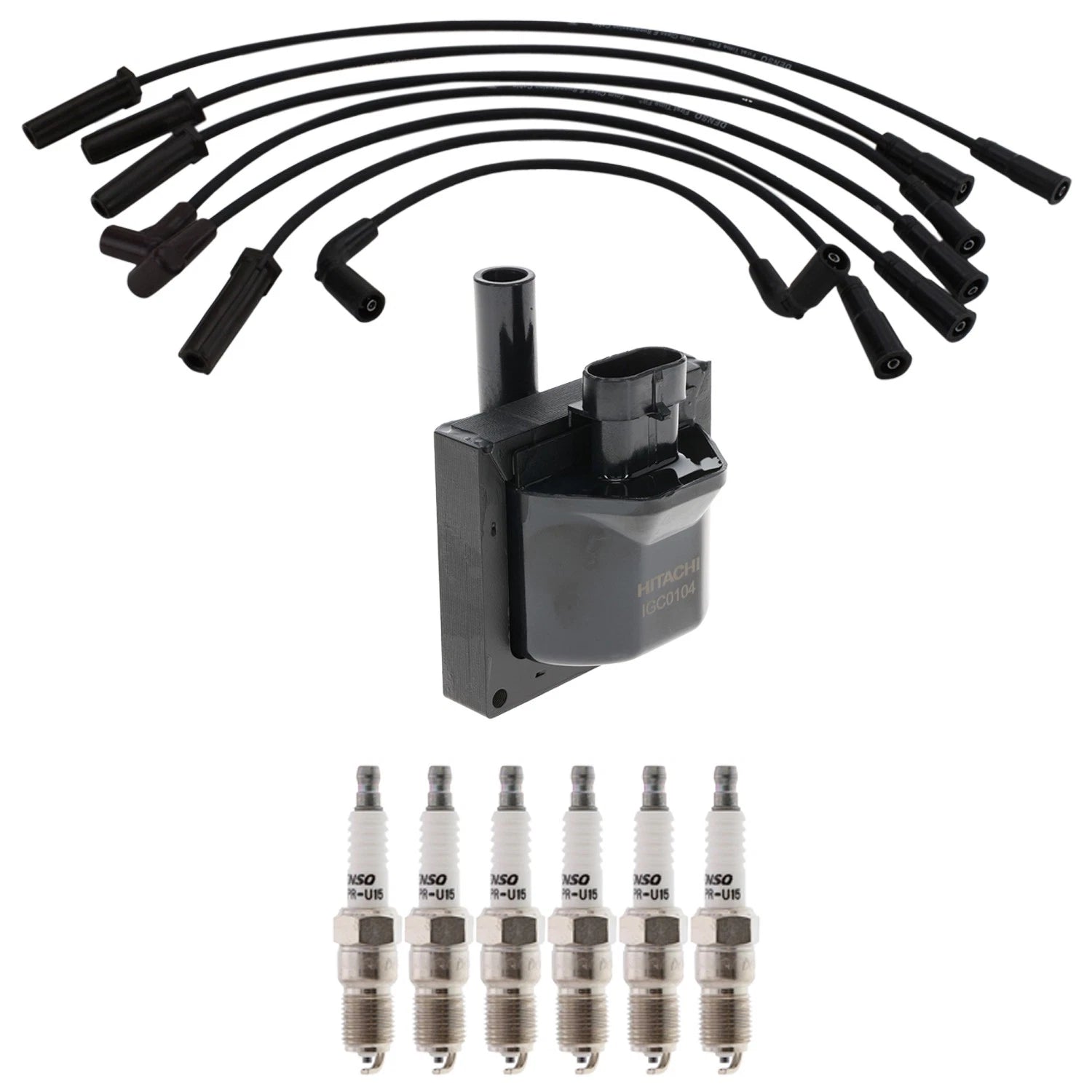 Ignition Coil & Spark Plug Wire Set for Sierra 1500 (Denso, Hitachi)