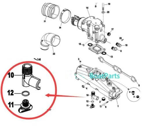 2X Exhaust Manifold Drain Plug 90 Degree Elbow Fitting for Mercruiser (22-862210A01)