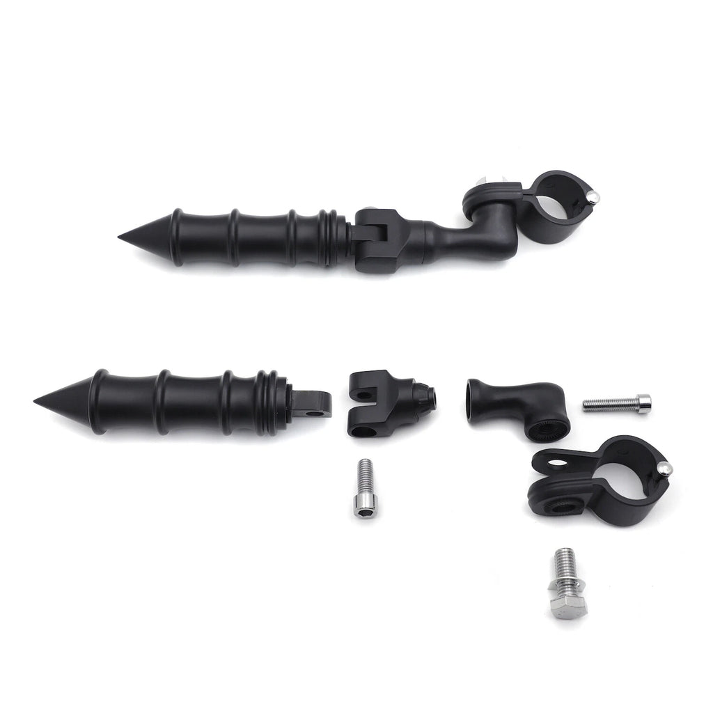 1.25" Black Bamboo Adjustable Footrest for Front Engine Guard (Fits 1.25")