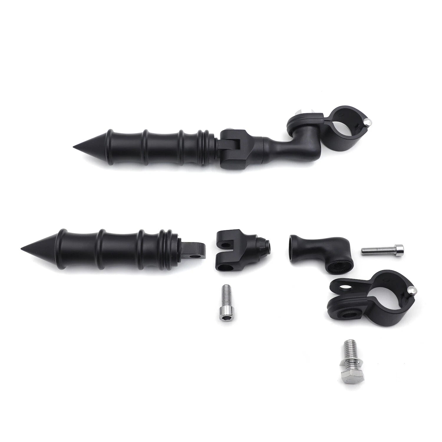 1.25" Black Bamboo Adjustable Footrest for Front Engine Guard (Fits 1.25")