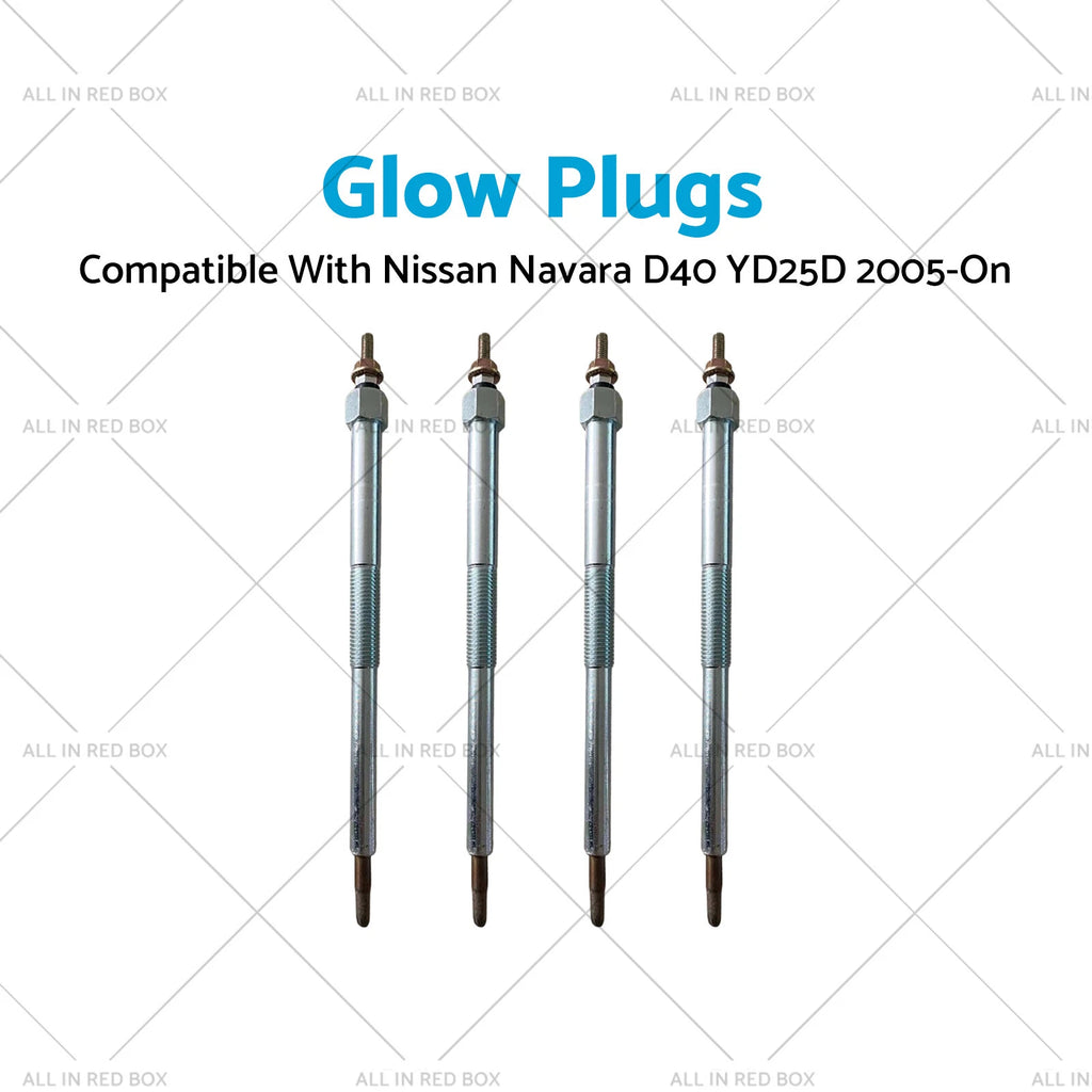 Set of 4 Glow Plugs for Nissan Navara D22 D40 YD25D R51 X-Trail (2005-On)