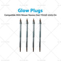 Set of 4 Glow Plugs for Nissan Navara D22 D40 YD25D R51 X-Trail (2005-On)