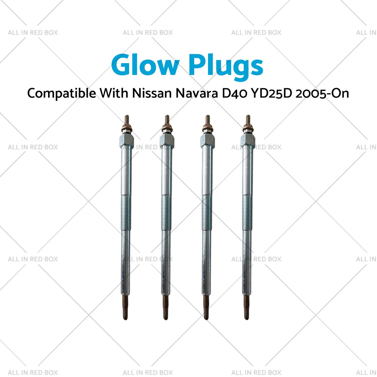 Set of 4 Glow Plugs for Nissan Navara D22 D40 YD25D R51 X-Trail (2005-On)