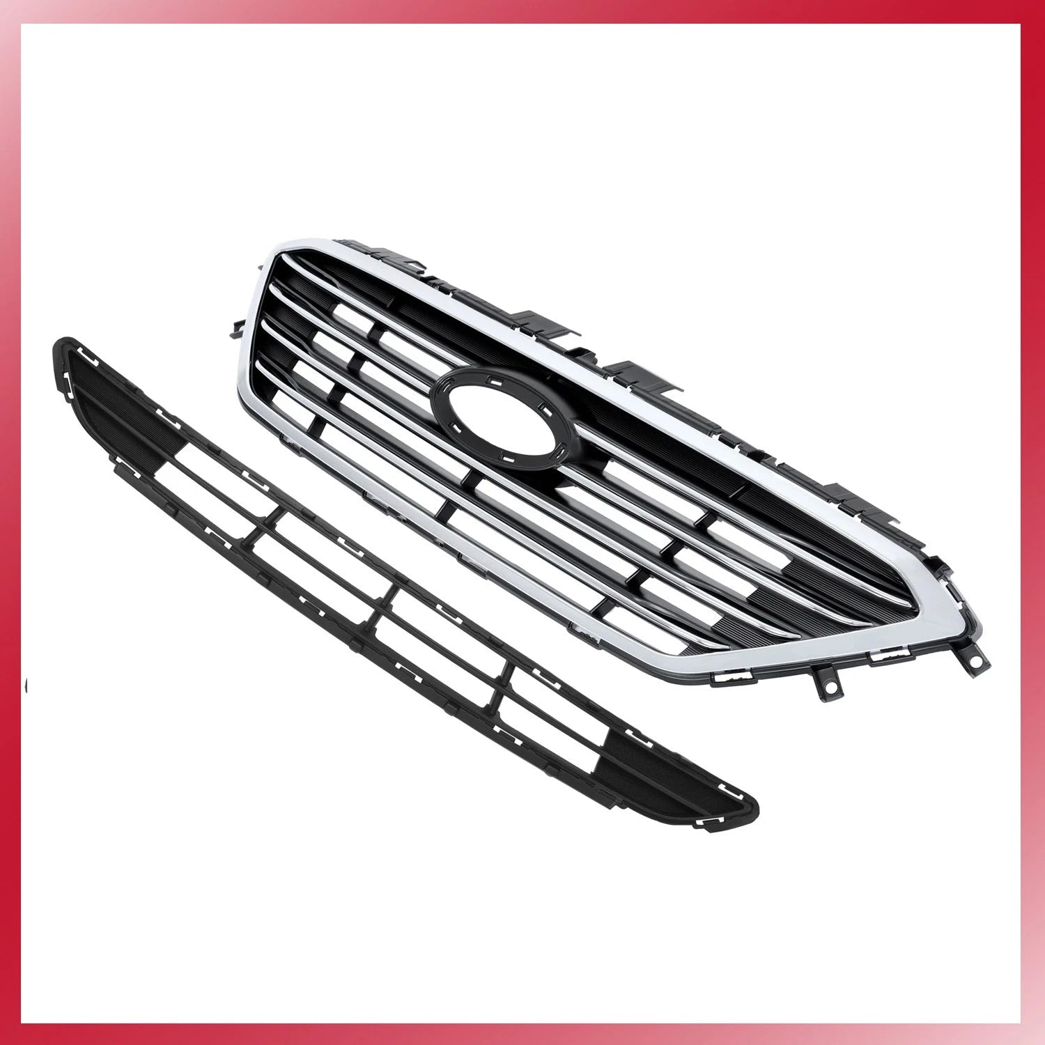 Front Upper & Lower Grille Grill Assembly for Hyundai Sonata Sport (2015–2017)