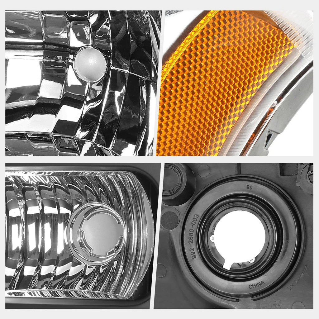Bumper Headlight Lamps Amber Corner Black for Chevy Silverado/Avalanche (2003–2006)