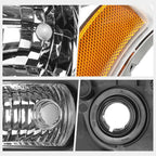 Bumper Headlight Lamps Amber Corner Black for Chevy Silverado/Avalanche (2003–2006)