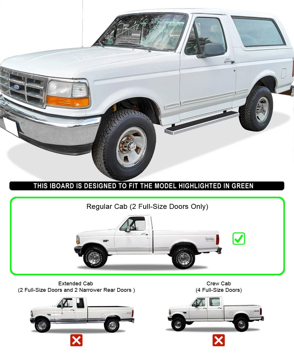 Running Boards 6 Inch for Ford Bronco F150 Regular Cab (1980-1996)