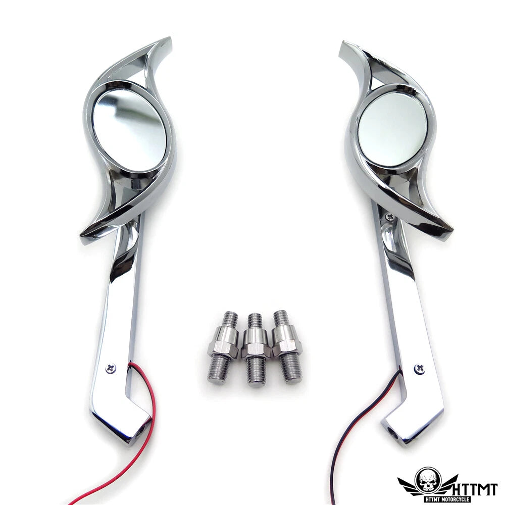 Chrome Wisdom Eye Set Side Mirrors with LED Turn Signal for Honda CBR 600 1000RR 954R