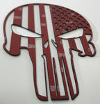 Brushed Stainless Steel Punisher Skull Emblem with American Flag for Car