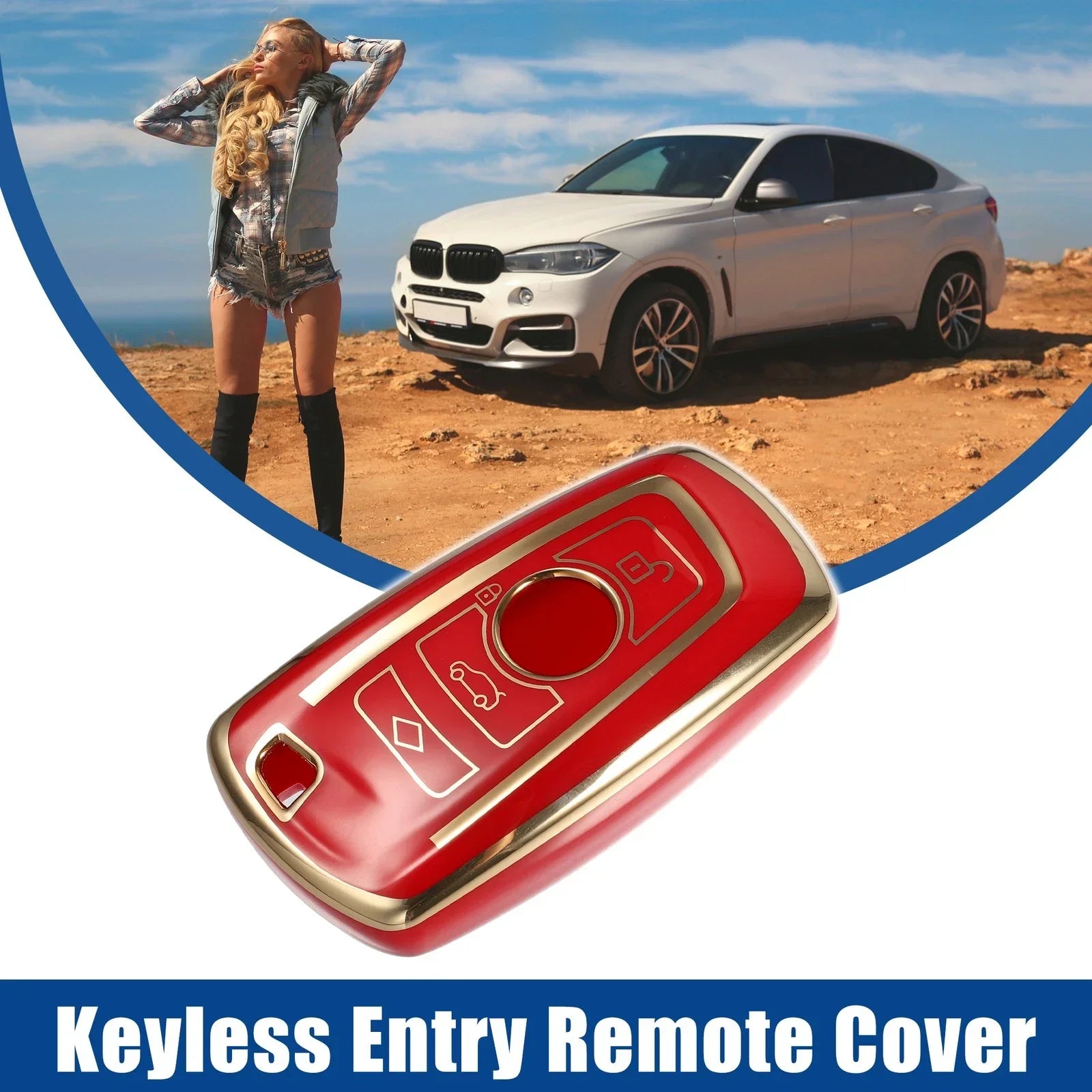 TPU 3-Button Keyless Entry Remote Cover for BMW 1 Series Red